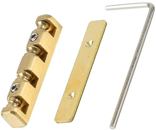 Height Adjustable 4-String E Bass Saddle Brass Roller Guitar Replacement for Electric Part Brass Wheels Replacement