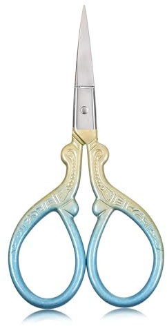 JJUNW Liten sax, broderisax, rostfritt stål hantverkssax spets liten sysax hantverkssax i rostfritt stål bärbar allsidig sax för broderi papper skärning hantverk gör-det-själv sömnad (blå + grön)