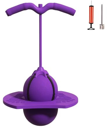 Balance Jumping Ball with Handle & Pump, Pogo Jumper Ball for Kids and Adults, Anti-Slip Bouncing Exercise Toy, Indoor Outdoor Fun Pogo Stick Alternative for Boys & Girls (Purple)