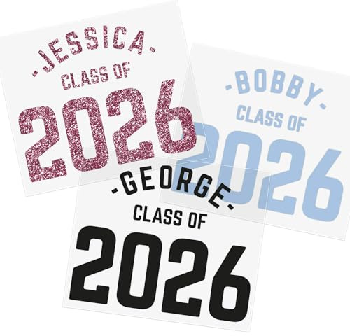 Personalised School Leavers Iron-On Transfer 2026 | Custom Name & Year | Class of 2026 T-Shirt Vinyl | DIY Graduation HTV Decal