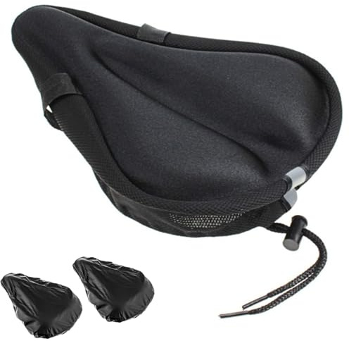 Gel Bike Seat Cushion with Reflective Strip + 2 Waterproof Covers