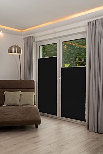 K-home Klemmfix-Plissee 85 x 130 cm (B x L) Anthrazit Lichtschutz +++ Moderne Crushed Optik +++