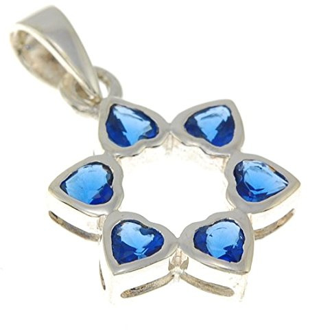étoile de David Pendentif avec cristaux Harts Bleu avec collier en argent sterling 925