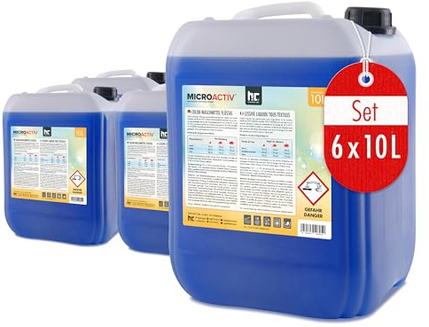Microactiv Lessive Liquide 6 X 10 L - Détergent Ecologique pour Blanc et Couleurs - Lessive Concentrée 30-95°C pour Machine et Lavage a la main