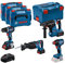 Bosch Professional 18V System Combo Kit: Bohrschrauber GSR 18V-90 C + Drehschlagschrauber GDX 18V-210 C + Bohrhammer GBH 18V-24 C + Säbelsäge GSA 18V-28