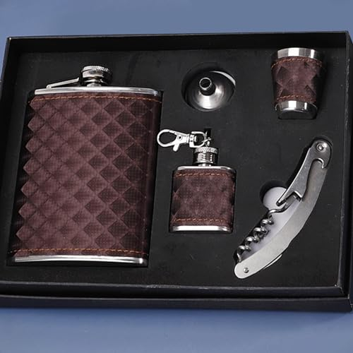XFLYP Flasque en acier inoxydable 9OZ, Coffret Cadeau avec Verres à Vin, Pipes, Ouvre - bouteilles, Bouteille d'alcool pour whisky vin vodka, Convient pour transporter de l'alcool
