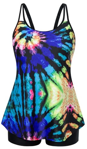 Hanna Nikole Tankini Ensemble Femme Grande Taille Ventre Contrôle Maillots De Bain Élastique Deux Pièces Maillots De Bain Coloré 52