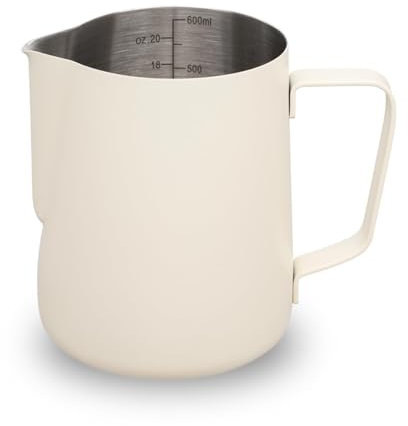 watchget 20oz/600ml Milk Frothing Pitcher, Stainless Steel Milk Jug, Espresso Steaming Jug, Coffee Machine Accessories for Latte Art, Cappuccino, Creamy White