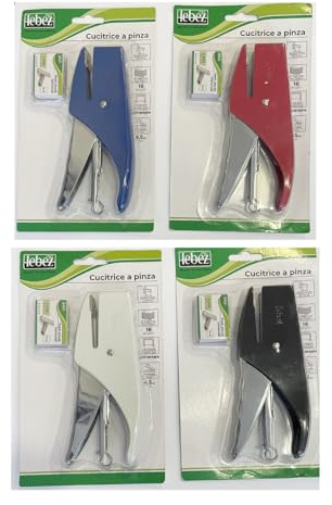 Grapadora de pinza + 1000 grapas – Colores surtidos – Lebez 5434