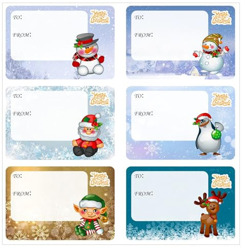 Christmas Labels Stickers 120Pcs Xmas Present Gift Labels Christmas Self Adhesive Gift Stickers Xmas Name Tags for Present Cards Envelope Bags