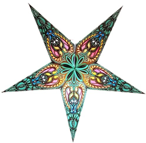 Yepsio Paper Star Lantern Lampshade, 24 inch, Hanging Decorations for Christmas, Wedding, Home, Party (Green, Red, Orange)