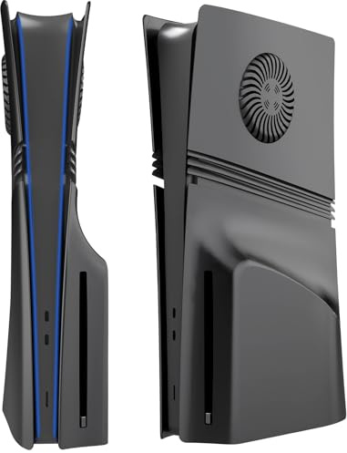 Faceplate for PS5 Pro, Front Cover Back Cover Face Plate with Cooling Vent, Dustproof ABS Case Replacement Plate (Black Disc Edition)