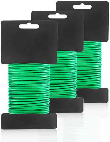 Fil de Fer Souple, Fil de Fer Cloture Jardin, 3,5 mm x 20 m Fil de Fer Fleuriste, Fil à Fleurs Vert, Fil de Attache Plante Jardin, Fil de Fer Caoutchouté pour Plantes Grimpantes Fleurs Tomate Vignes