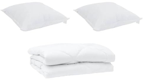 vidaXL Edredón de Verano con Almohada 3 pcs Microfibra, Conjunto de Edredón Ligero, Edredón Rectangular, Colcha Suave, Ropa de Verano, Textiles para Habitaciones de Invitados, Clima Caliente, Almohad