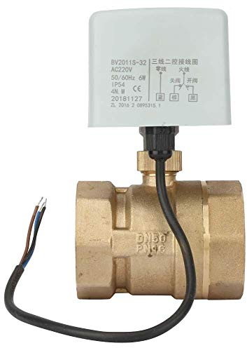 Zunate, Kugelhahn, AC220V DN50, 2 Zoll, 2-Wege, 3-Draht, Messing, Elektromotorischer Kugelhahn, 6W 50/60Hz, Gold