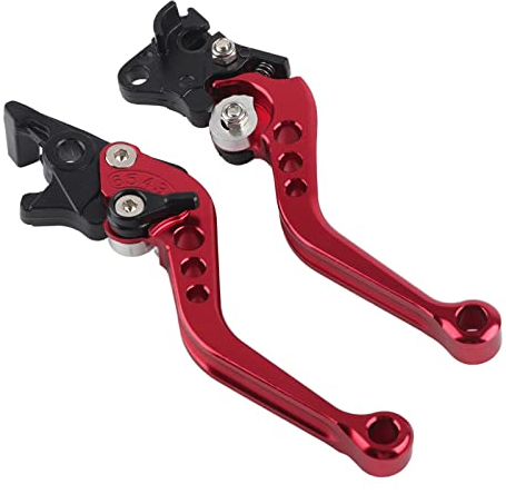 Fydun Motorrad Kupplungs Bremshebel 1 Paar CNC Aluminium Kupplungshebel Trommelbremshebel Griff Motorrad Lenker Zubehör(Rot)