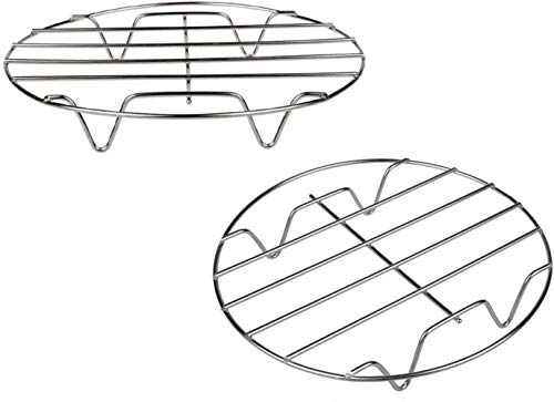 Thstheaven 2 set di griglie rotonde in acciaio inox per cottura a vapore e raffreddamento per friggitrice ad aria, pentola a pressione istantanea (20 cm x 2)