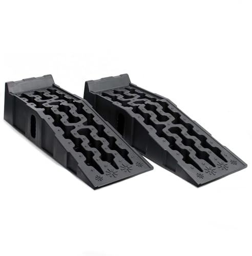 Wiltec Lot de 2 Rampes Voiture d’accès – 900 x 330 x 220 mm – Charge 6 T – en Plastique – HDPE – Surface Anti-dérapante – Cales de Roue véhicule Chargement accès Caravane Camping Car Remorque