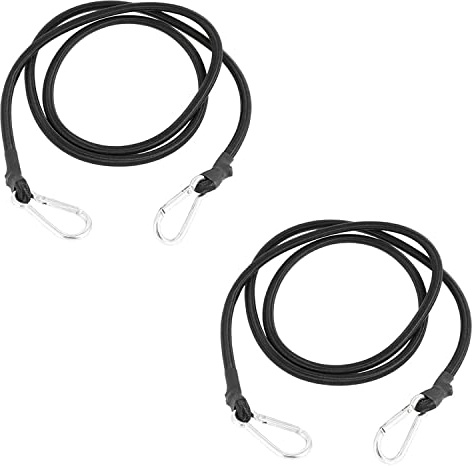 DRERIO 2 Pezzi 2 m corde bungee con moschettone nero corde bungee extra lunghe con ganci corde elastiche durevoli cinghie bungee tendi bagagli per campeggio biciclette bagagli portapacchi moto