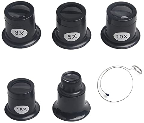 Uhrmacherlupe Juwelier Okular Lupenbrille Monokular Uhrmacher Lupenbrille 5 Stück Uhrmacherlupe Lupen für Uhr Reparatur Uhrmacherlupe 20x für Uhr Schmuck Münzen Elektriker Nähen Handwerk (Schwarz)