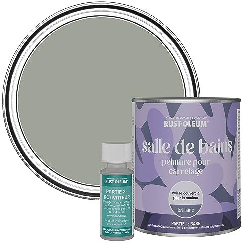 Rust-Oleum Peinture Verte Résistante à l'eau pour Carrelage de Salle de Bain, Finition Brillante - Feuille de Thé 750ml