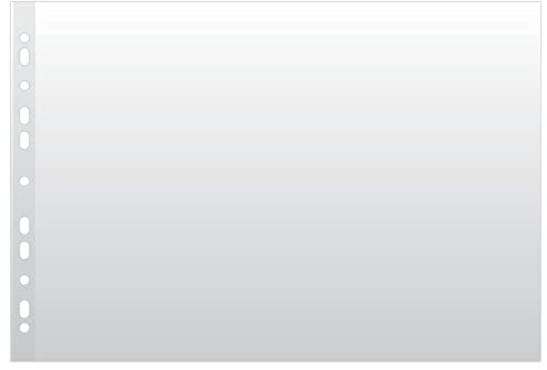 DONAU Prospekthüllen DIN A3 Querformat / 50 Stück/Genarbt Oben Offen Klarsichthüllen Sicht-Hüllen Gelochte Plastikhülle für Dokumente Papiere/Transparent 120 Mikron/Verstärkte Kante/