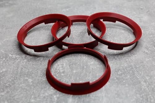 Anneaux de centrage - Anneaux d'écartement - 70,4 mm x 66,1 mm - Rouge - Pour jantes en aluminium