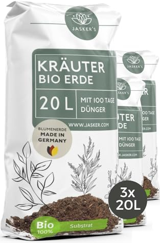 Bio Kräutererde 60 L (3x20L) - Erde für Kräuter - Kräuter Erde mit Startdünger für Kräuterpflanzen - Grow Erde - Pflanzenerde - Blumenerde für Kräuter - Anzuchterde für Stecklinge