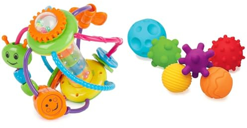 Bieco Motorikball für Babys ab 6 Monate | Greifball und Beißring mit Rassel & Infantino Textured Multi Ball Set – Texturierte Bälle im Set für die sensorische Entwicklung