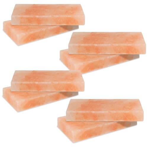 Joparri 8X Salzstein zum Grillen, 20x10x2.5cm Grill Salzstein BBQ, Original Kristallsalz aus dem Vorgebirge,Wiederverwendbar Salzgrillstein,Salz Grillsteine