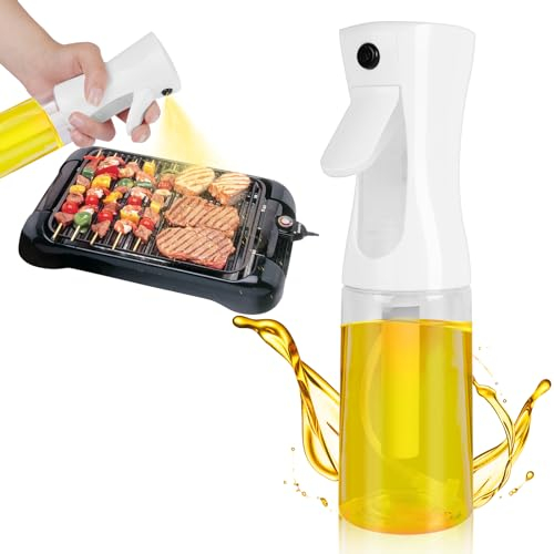 URAQT Olio Spruzzatore, 200ml Spruzzatore di Olio d'oliva Antigoccia, Spruzzatore Bottiglia di Olio per Aceto e Olio, Spruzzatore di Olio Riutilizzabile(Bianco Trasparente)