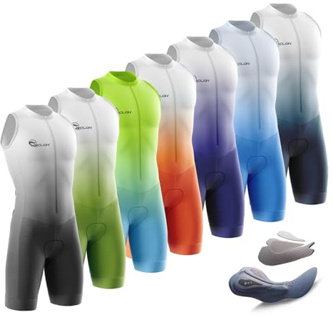 Men's MTB Triathlon Tri Suit Competition Professional Padded Sleeveless Suit Quick-Drying Cycling Skinsuit,Cycling Training Road Bike Cycling Clothing,Running,Cycling,Swimming (Light Blue,M)