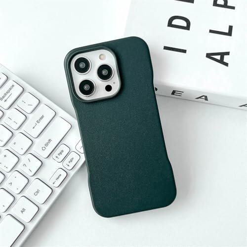SRGDRR Custodia per telefono in pelle PU magnetica senza telaio per iPhone 15 14 13 12 Pro Max 15 14 Plus Custodia con ricarica wireless Custodia protettiva in tinta unita, verde scuro, per iPhone 12