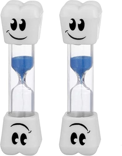 GTR SOURCE 2 Minute Sand Toothbrush Timer for Kids, 2-Minute Hourglass Set of 2 (Blue) (Pack of 2).