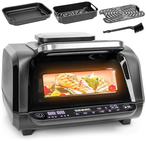Duronic Air Fryer Health Grill FG19, Air Fryers Grill for Cooking Chips, Grilling Chicken Vegetables, Baking Pies Cookies, Electric Airfryer Oven, Indoor BBQ Grilling, Dinner Parties