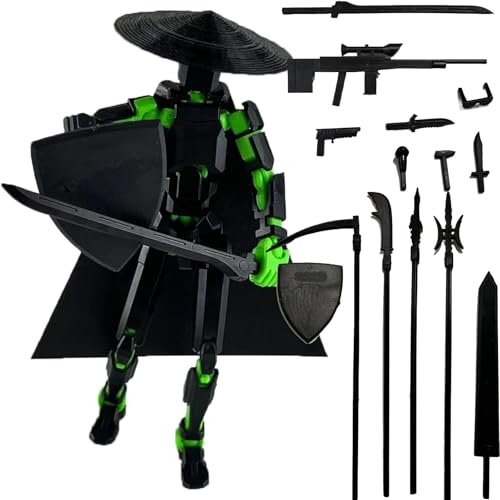 RuiDay T13 Action Figure, T13 Toy, Figurine d'action Articulée, T13 Figurine d'action 3D, Figurines d'action Multi-articulations, Décoration de Bureau, Cadeau (Vert Noir)