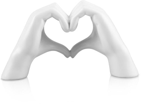 LEKEFETO Herzform Hand Statue Weiß, Liebesfingerstatue, Skulptur Hand und Herz, Moderne Liebe Dekoration Statue, Herz Hand Skulptur Dekoration für Hochzeitsdekoration, Heimdekoration (Groß)
