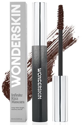 Wonderskin Infinite Rizz Mascara – Braune Mascara für Volumen und Länge, langanhaltende, wisch- und wasserfeste Volumen (Braun)