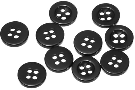 sourcing map Lot de 10 boutons à coudre ronds et plats en résine à 4 trous pour couture, chemises, vêtements et bricolage, 11,5 mm, noir