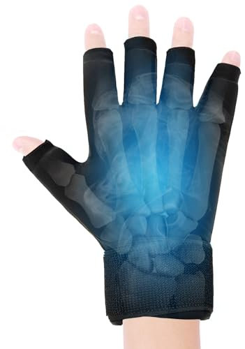 Hand Kompressions Ice Pack Golves zur Schmerzlinderung, Wiederverwendbare Kühlhandschuhe Kälte & Wärme Handtherapie Eishandschuhe (1, Schwarz, Freimaß)