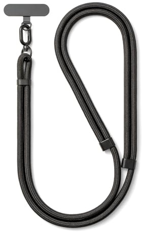 MORSUNBELA cordon telephone portable, cordon téléphone, chaine telephone portable, réglable de 40 cm à 80 cm tour de cou téléphone, pour voyages, l'extérieur - noir
