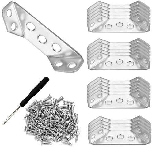 Wopanxye 20-pack universella möbler triangulära hörnkontakter, rostfritt stål förtjockade kraftiga fästen, triangelvinkelstöd, fast hörnstöd för bord, stol, lådskåp, silver