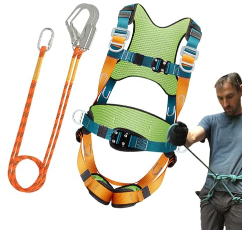 Arroopu Arnés de Seguridad | Arnés de 5 Puntos para Trabajos en Altura | Equipo Ergonómico Para Caza Construcción Seguridad Industrial Arborismo Montañismo