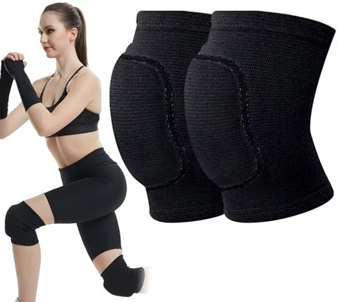Knieschoner Tanzen, Knieschoner Kinder und Damen, Volleyball Knieschoner für Handball, Tanzen und Fitness, elastische Kniepads mit verdickter Schwammpolsterung, atmungsaktive Knieschützer Sport