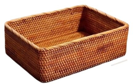 Ruiziliang Cestas, Cesta Rectangular de ratán for Almacenamiento, Estilo japonés, Tejida a Mano, for Aperitivos.(S 30cm x 20cm x 9cm)