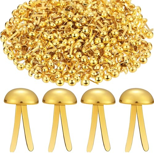 YAOYYG 200 Piezas Mini Brads, Tachuelas Metálicas Redondas Doradas, Sujetadores de Papel para Álbumes de Recortes, Ideales para Embellecer Etiquetas y Decorar Proyectos de Tarjetería