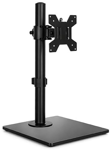 Futura Single Monitor Stand 13–32 Inch Screens, Height Adjustable Freestanding Monitor Arm with Tempered Glass Base, 45° Tilt, 180° Swivel, 360° Rotation, VESA 75x75 & 100x100mm, Holds 8kg