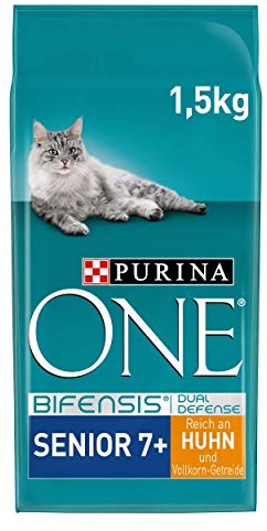 PURINA ONE Senior 7+, Reich an Huhn und Vollkorn-Getreide Katzentrockenfutter, 6er Pack (6 x 1500 g)