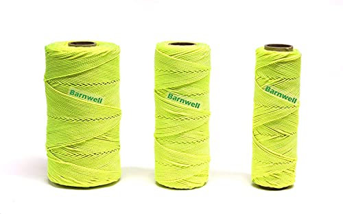Barnwell Fluorescent Hi-Vis Yellow Braided Nylon Masons Builders Brick Block Line Bricklayers (250ft (75m))