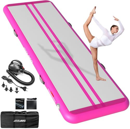 JOOLOOG Air Tumbling Matte Track 10cm High Gimnasia Colchoneta hinchable de 3 m con bomba de aire eléctrica Esterilla de entrenamiento para el hogar, gimnasio, jardín, yoga, porristas, fitness, color